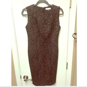 Calvin Klein Sheath Dress Black and Gray textured.